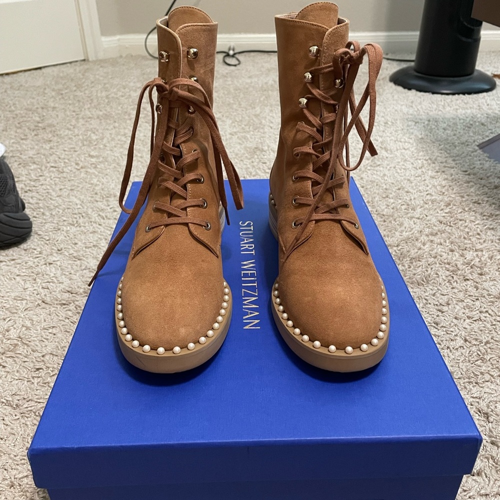 Stuart weitzman pearl combat boots